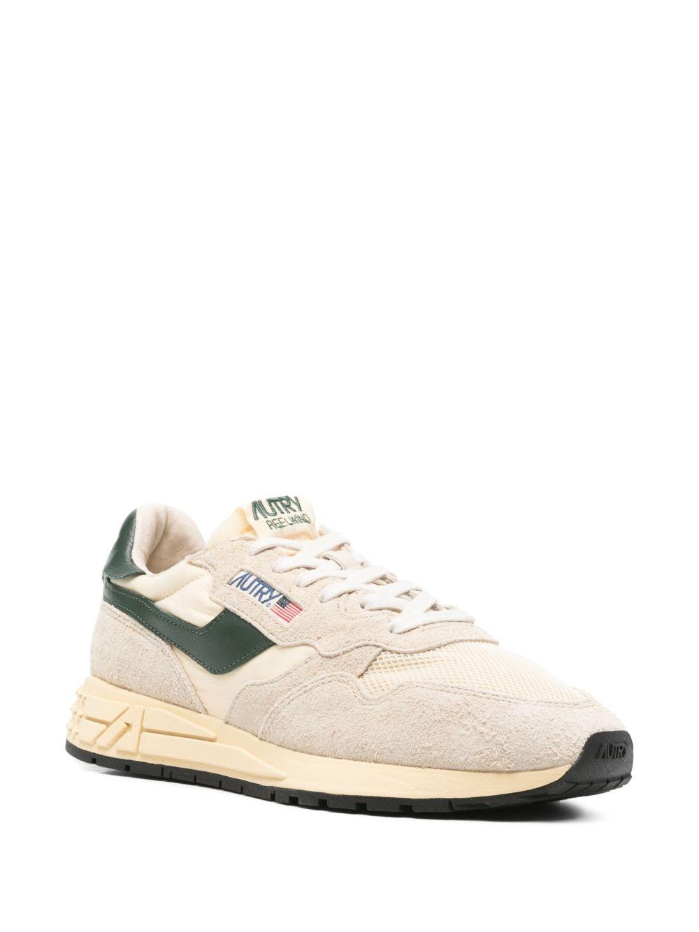 AUTRY Sneakers Medalist beige e verde scuro con inserti in camoscio 