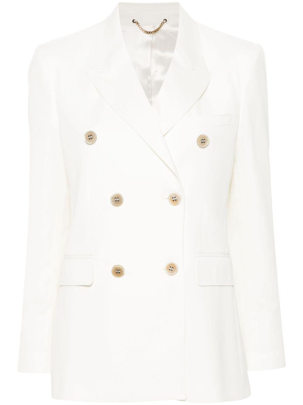GOLDEN GOOSE Blazer doppio petto bianco con tasche 