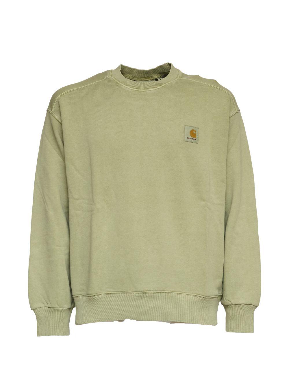 CARHARTT WIP Felpa girocollo in cotone verde con logo 