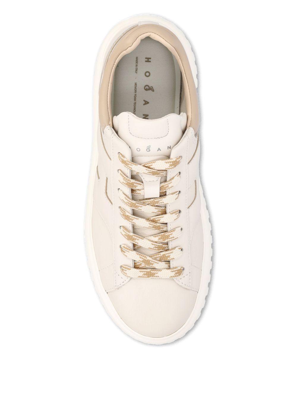 HOGAN Sneakers H-Stripes in pelle beige 
