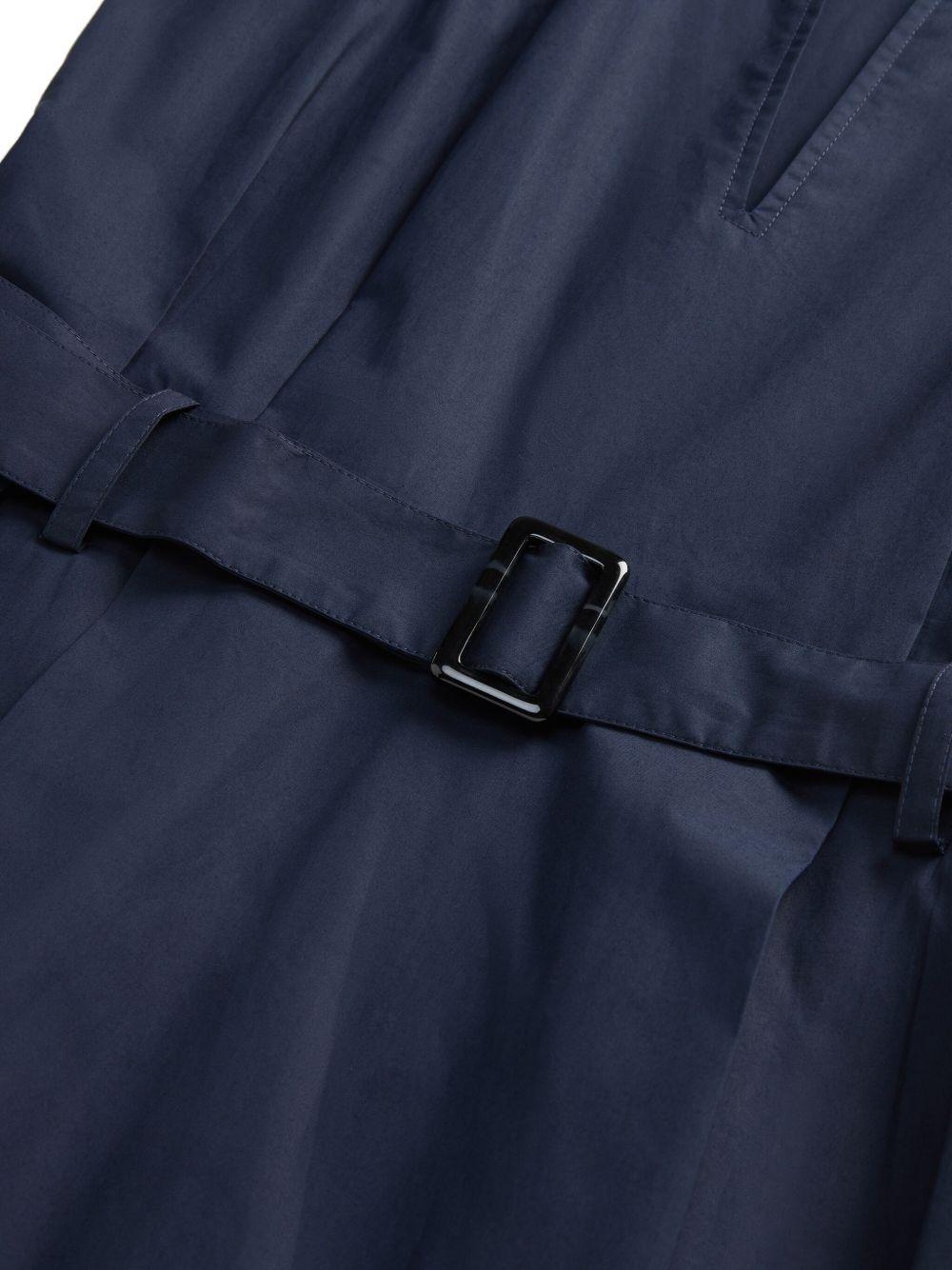 WOOLRICH Abito midi in cotone con scollo a V e cintura 