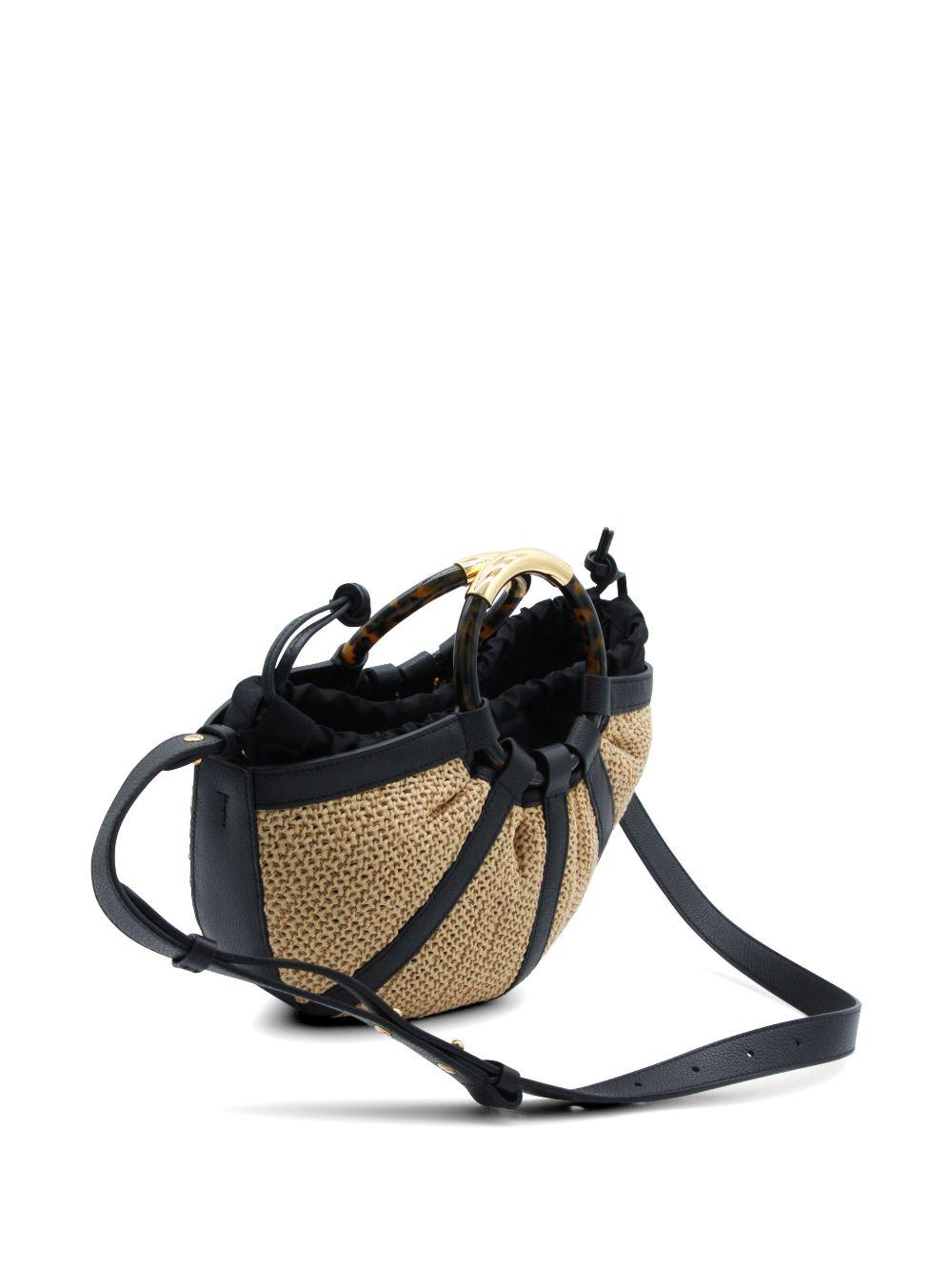 COCCINELLE Borsa a mano in pelle nera con manici circolari 