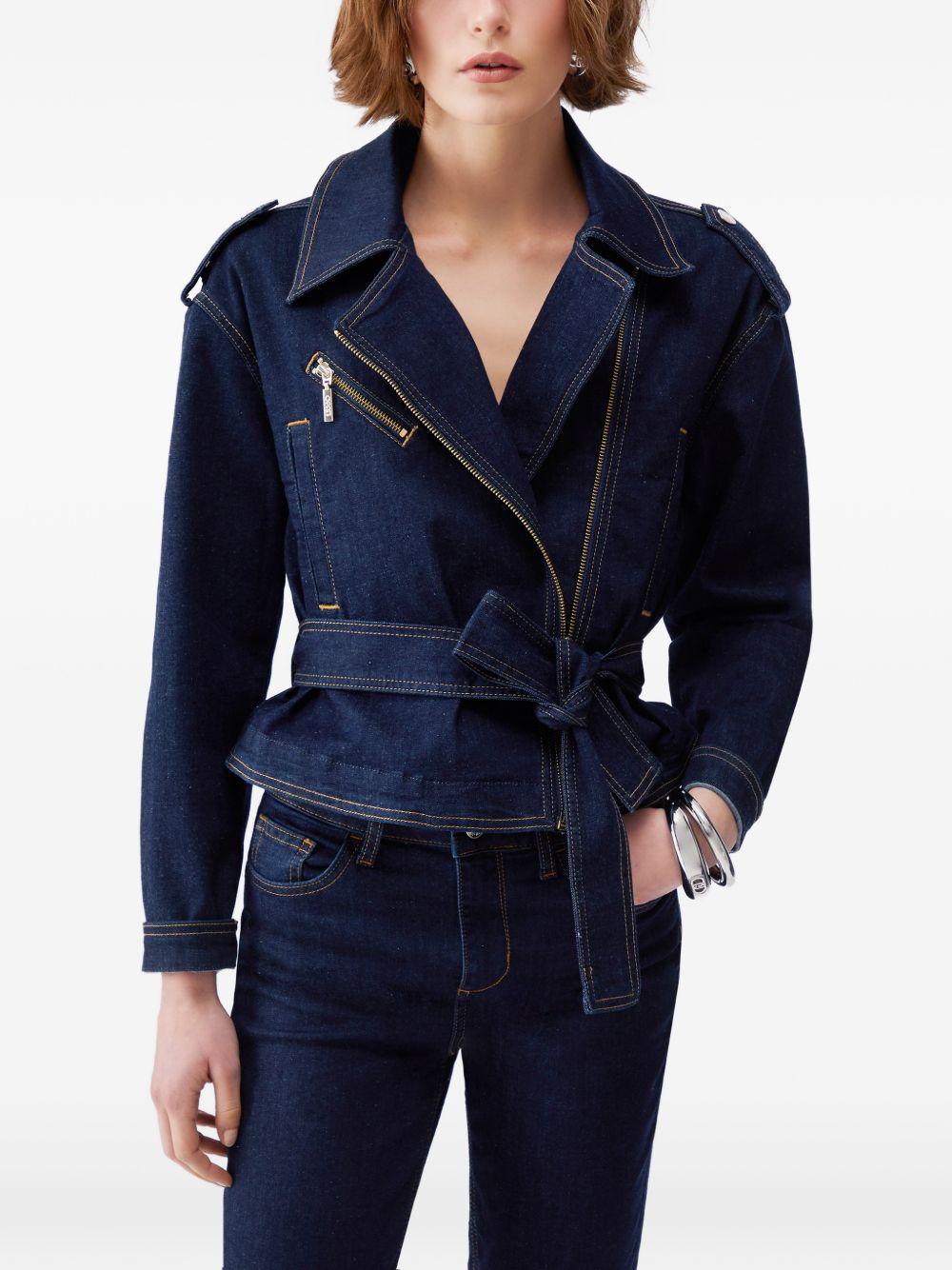 LIUJO Giacca strutturata in blu denim con cintura 