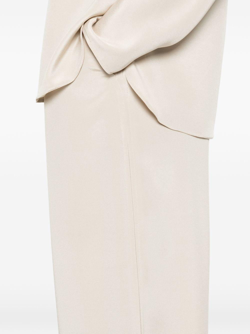 MAX MARA Pantaloni Palde in seta beige svasati 