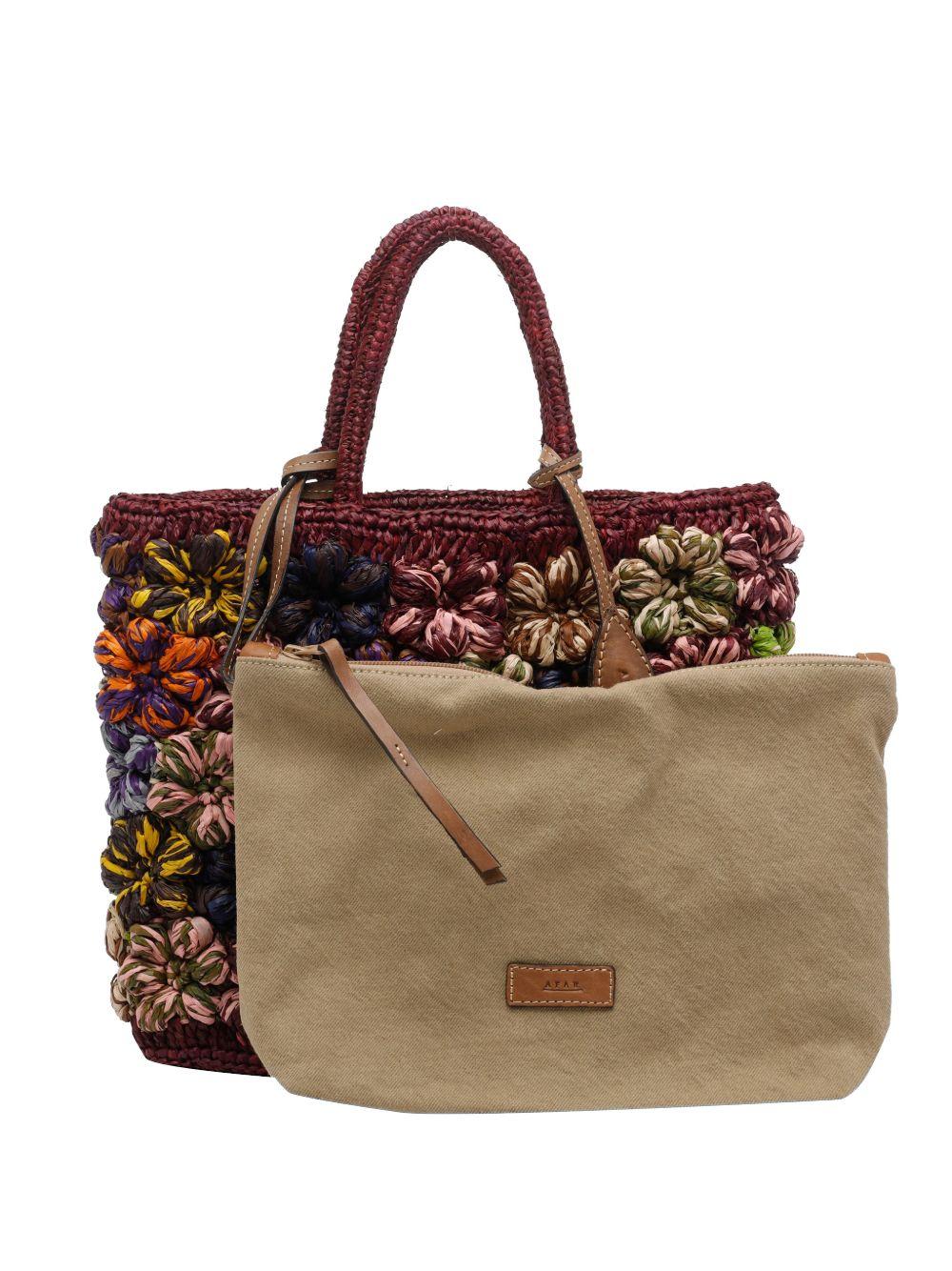 AFAR Borsa tote Flower in rafia 