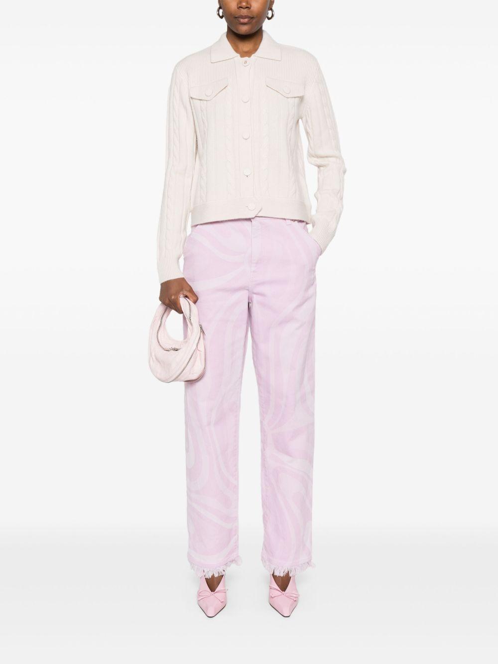 BLUGIRL Cardigan beige a trecce con colletto a punta 