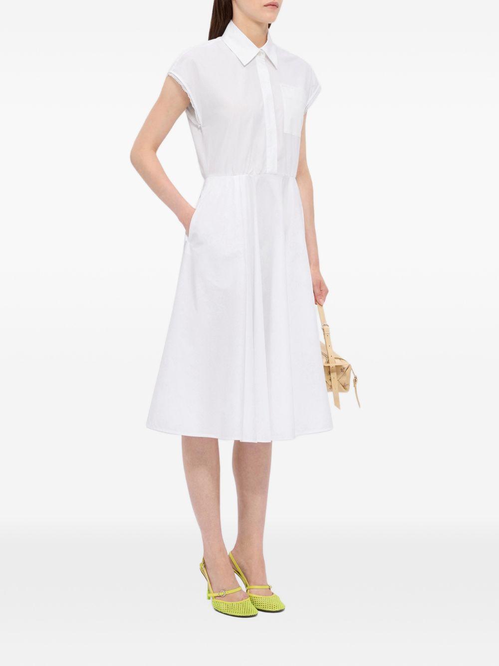 MSGM Abito midi in popeline bianco 