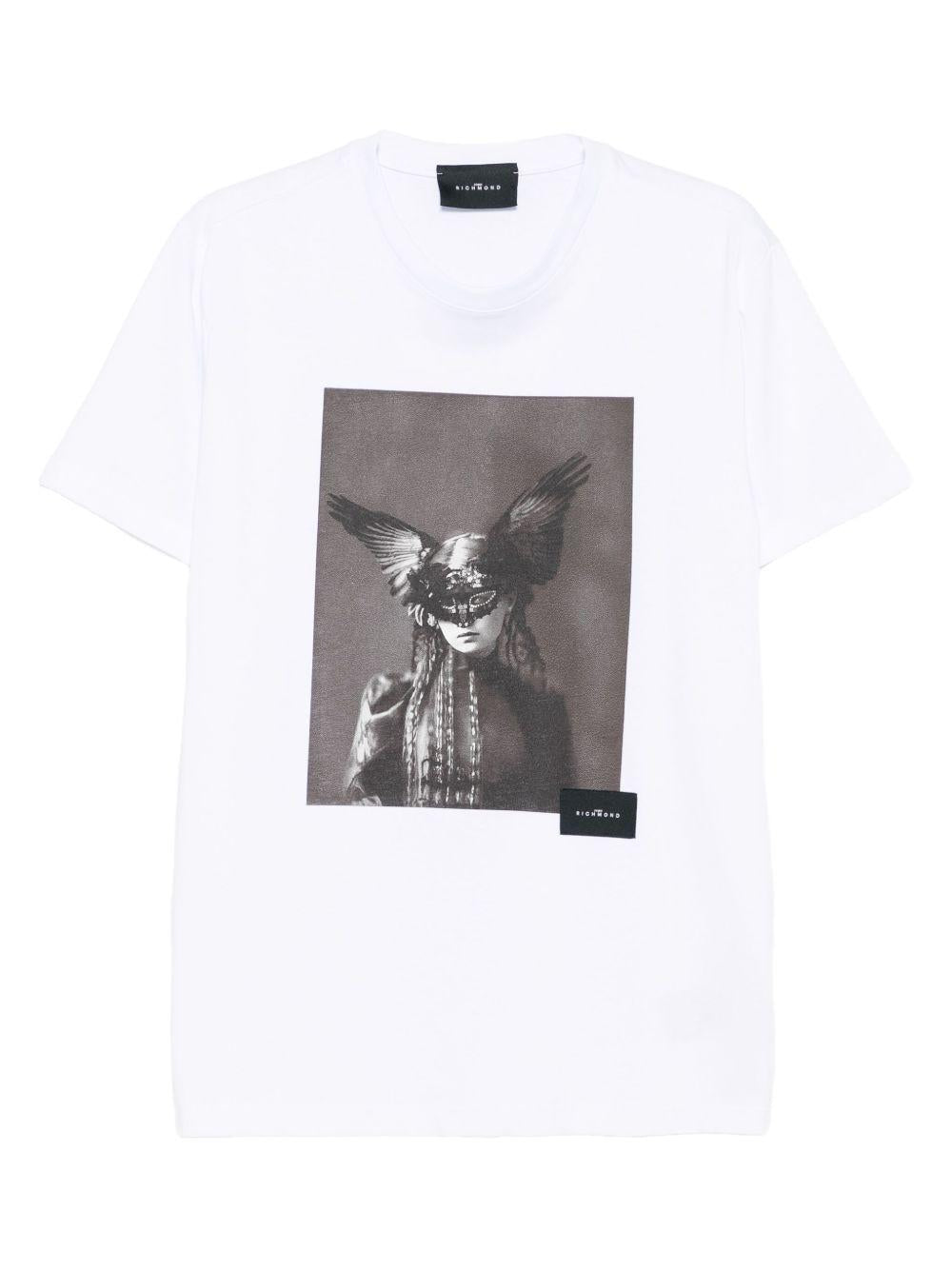 JOHN RICHMOND T-shirt in cotone bianco con stampa grafica 