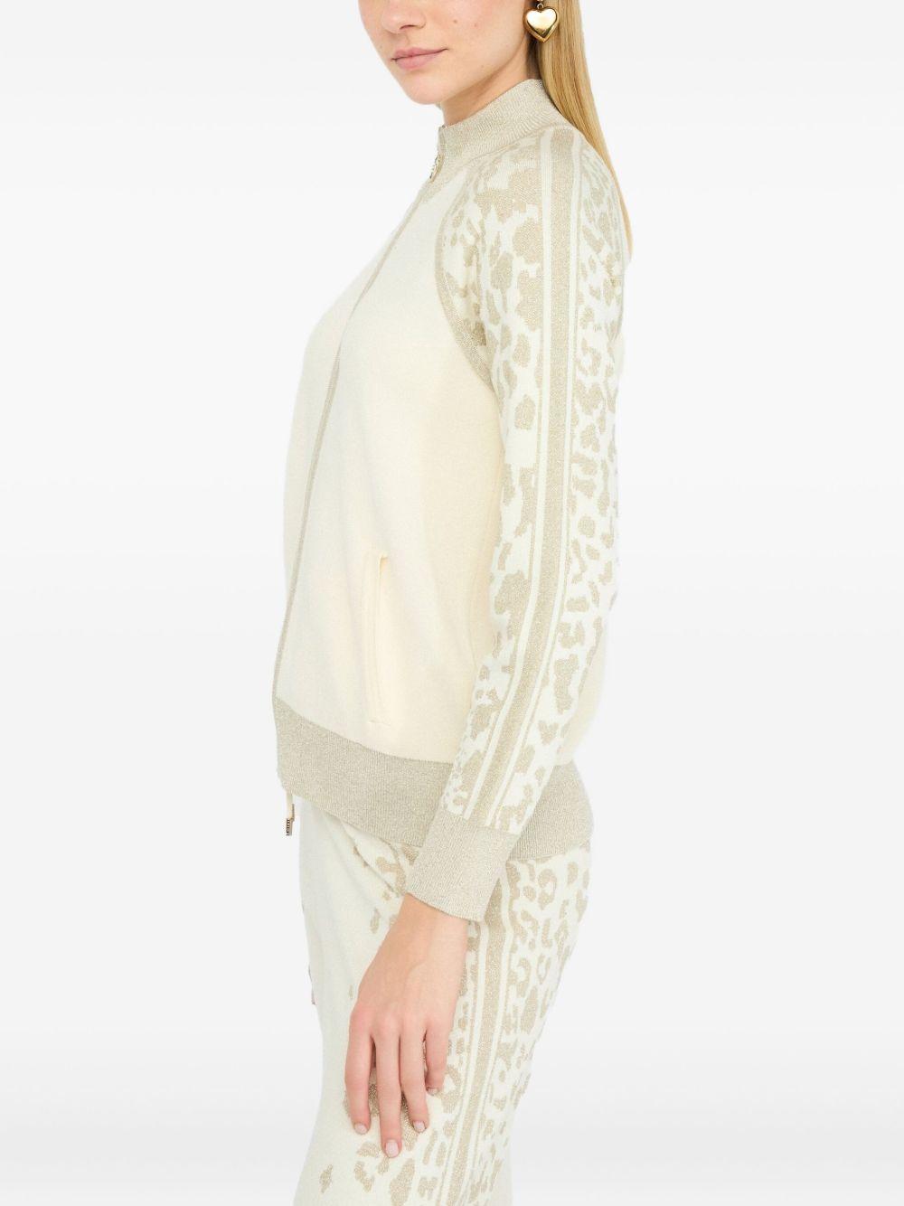 LIUJO Maglia con zip a collo alto bianco e oro 