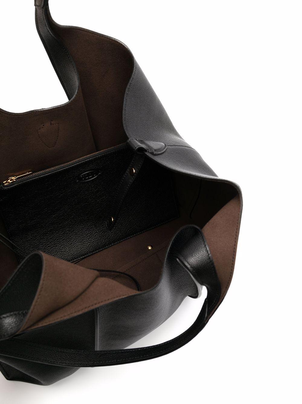 TODS Borsa in pelle nera con fibbia logo 