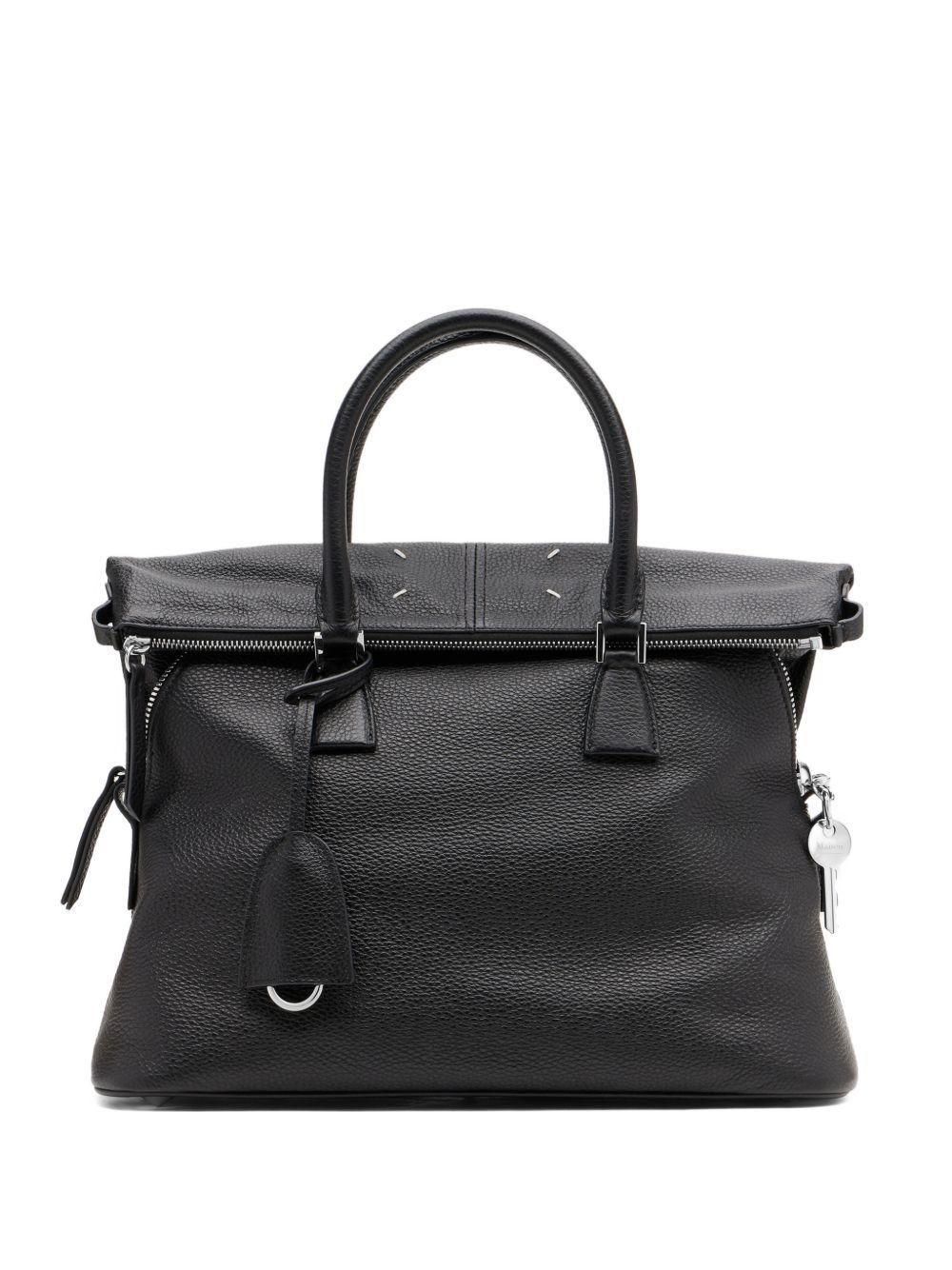 MAISON MARGIELA Borsa in pelle nera con tracolla a catena 