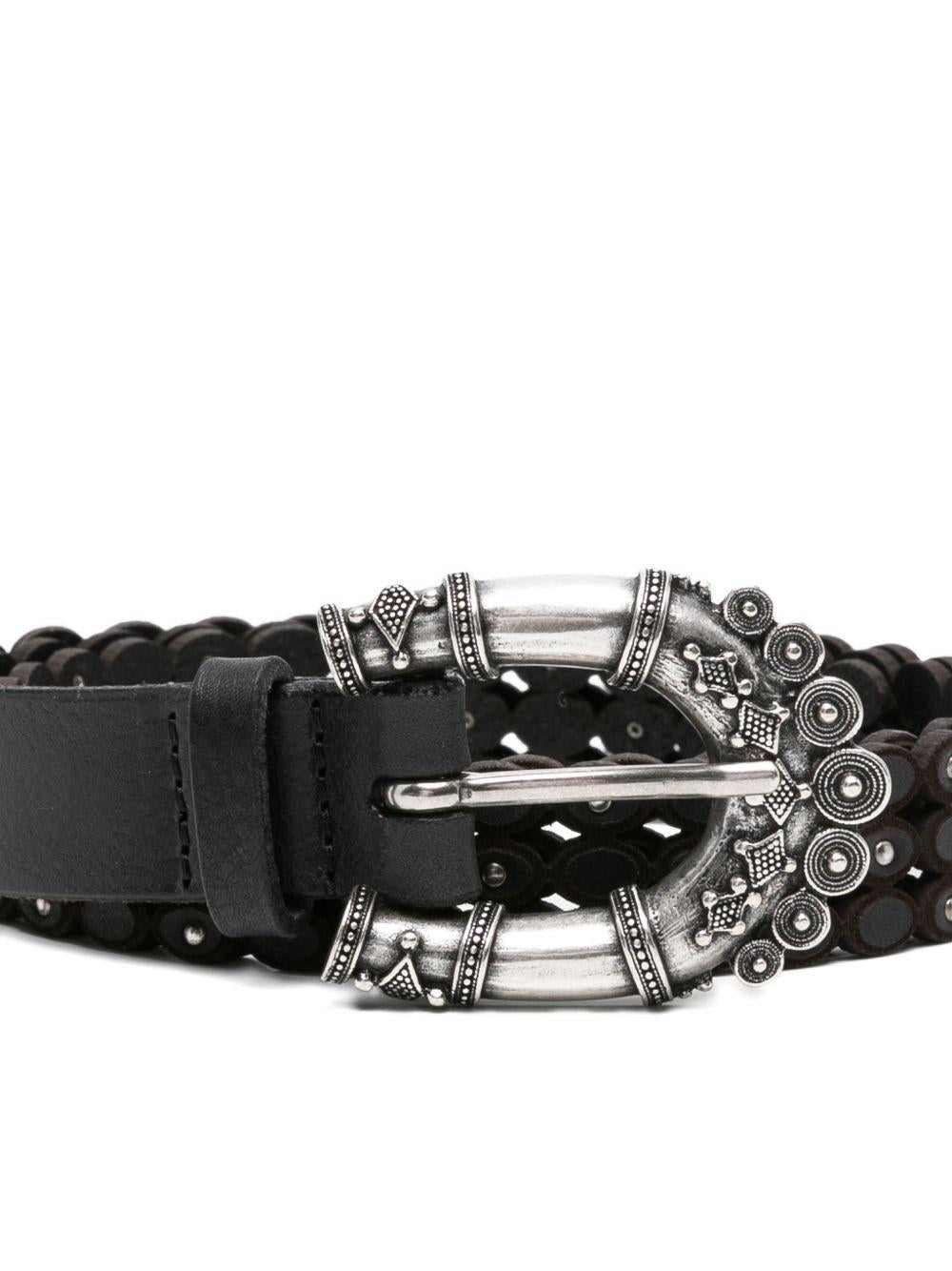 ORCIANI Cintura Stain con tagli geometrici e fibbia gotica nera 