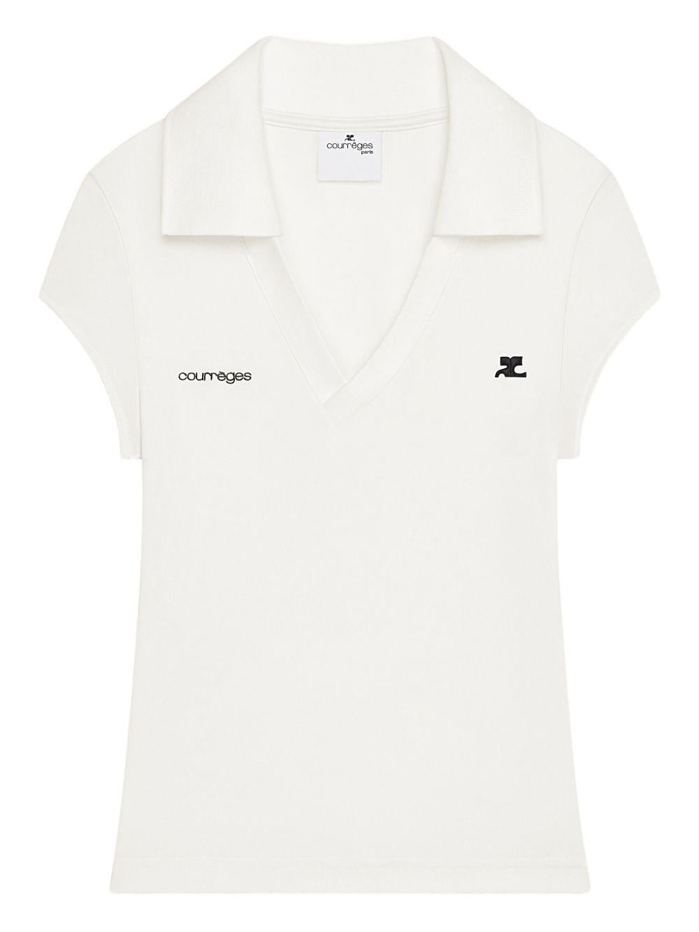 COURREGES Polo a maniche corte bianca con logo 