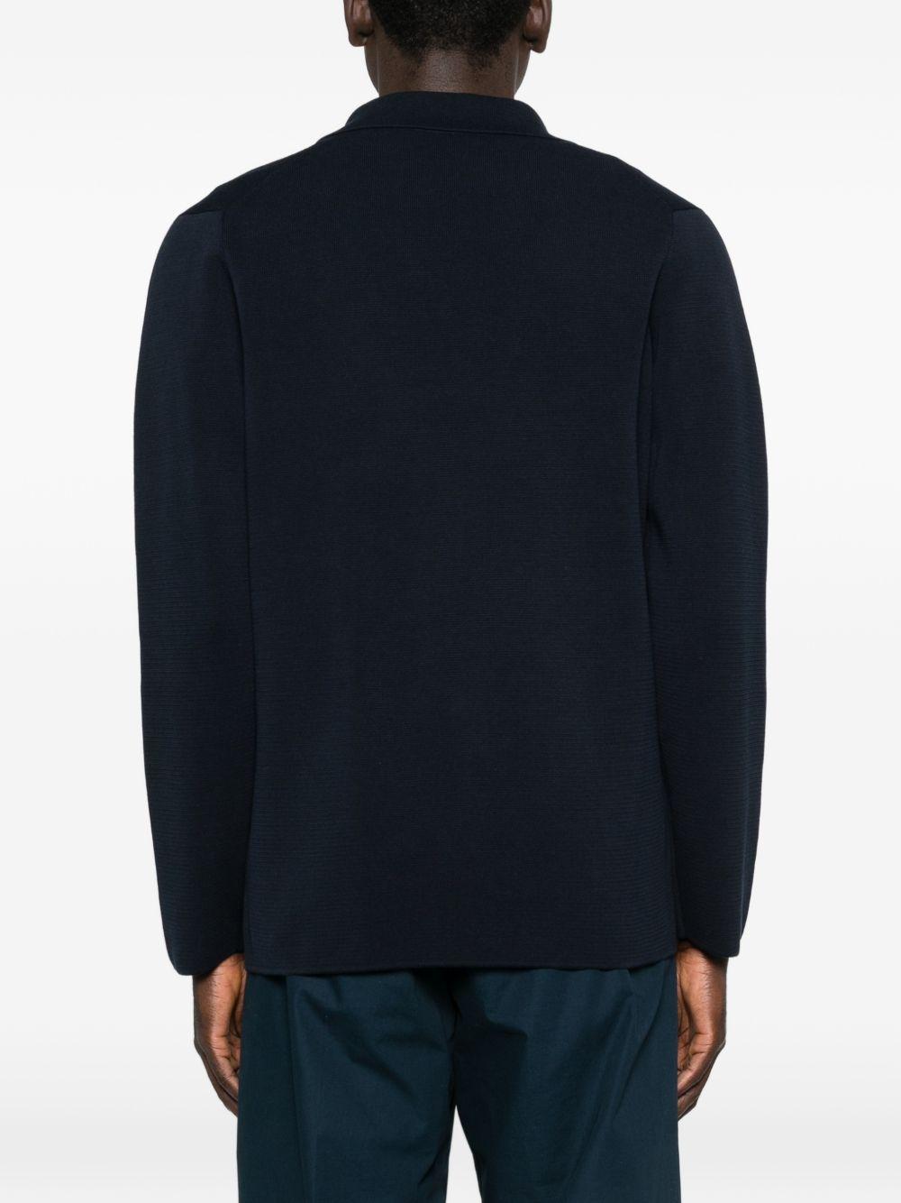 LARDINI Giacca blu scuro in lana con clip floreale 