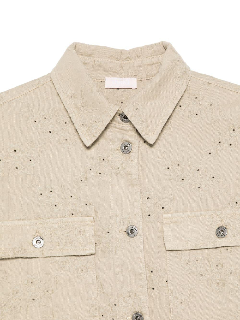 LIUJO Giacca beige in cotone ricamato 