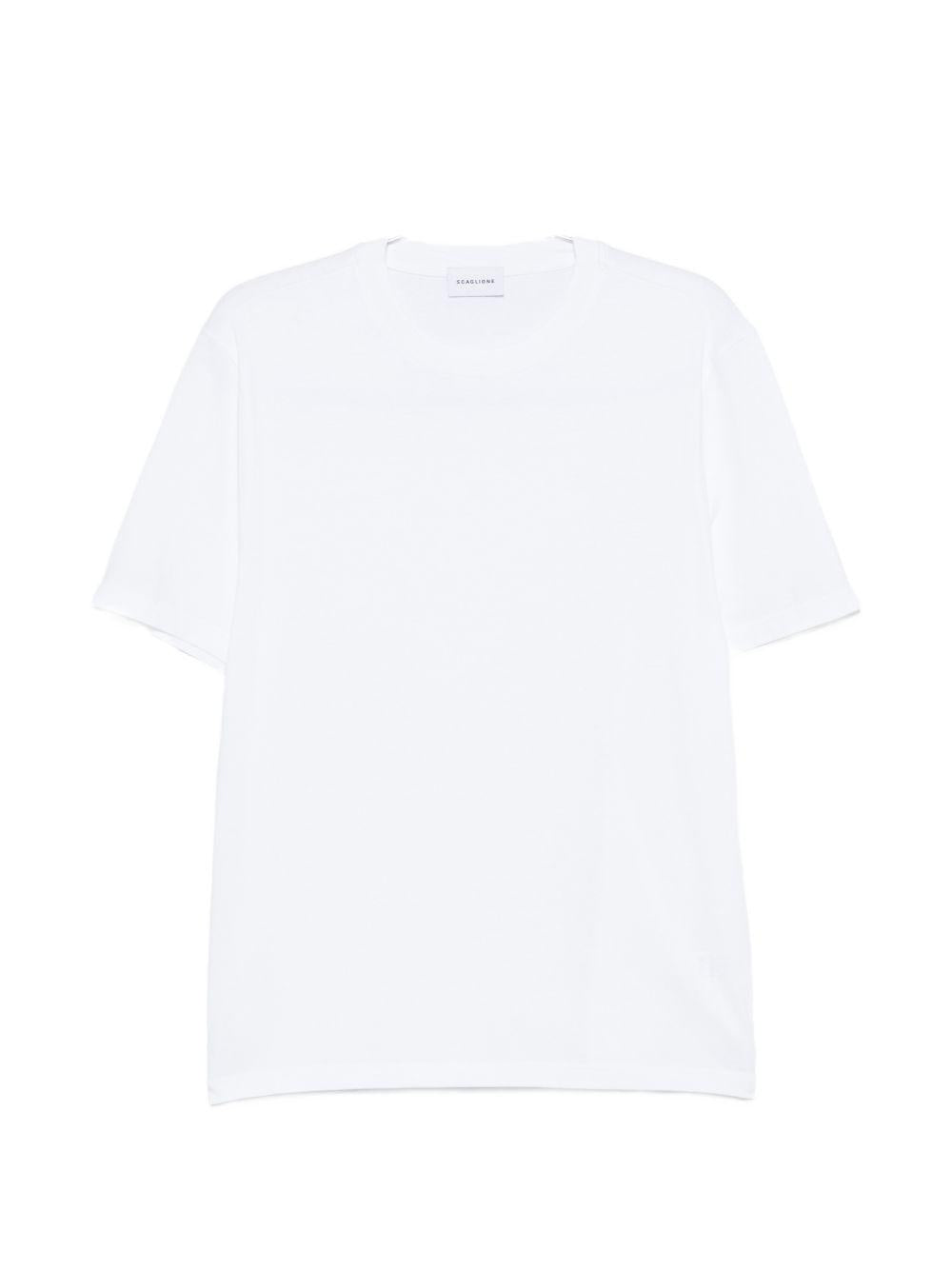 SCAGLIONE T-shirt in cotone bianco a maniche corte 