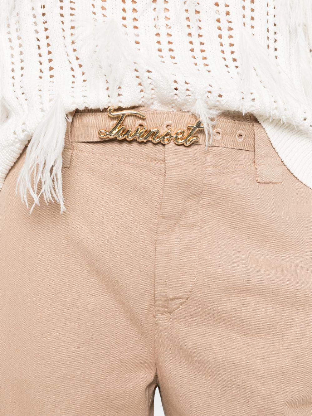 TWINSET Pantaloni beige con cintura logo 