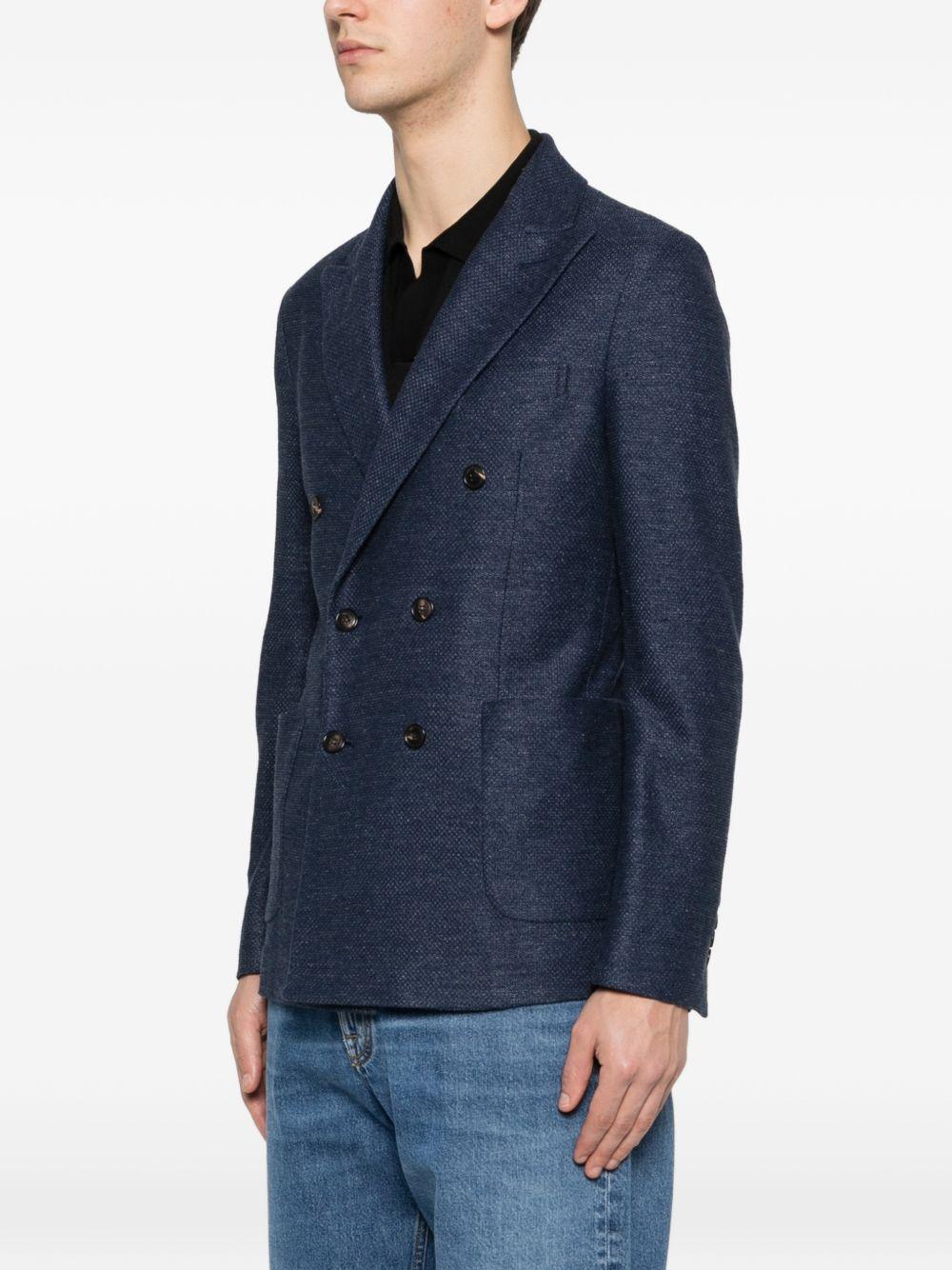 CIRCOLO 1901 Giacca doppiopetto in lino e cotone blu navy con revers classici 