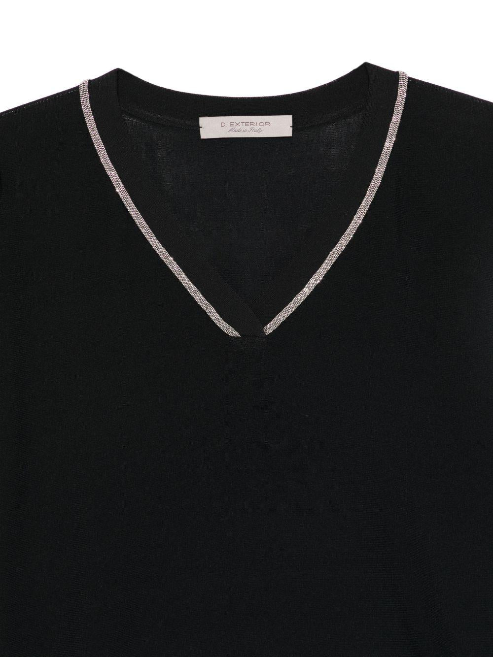 D EXTERIOR Maglia con scollo a V nera 