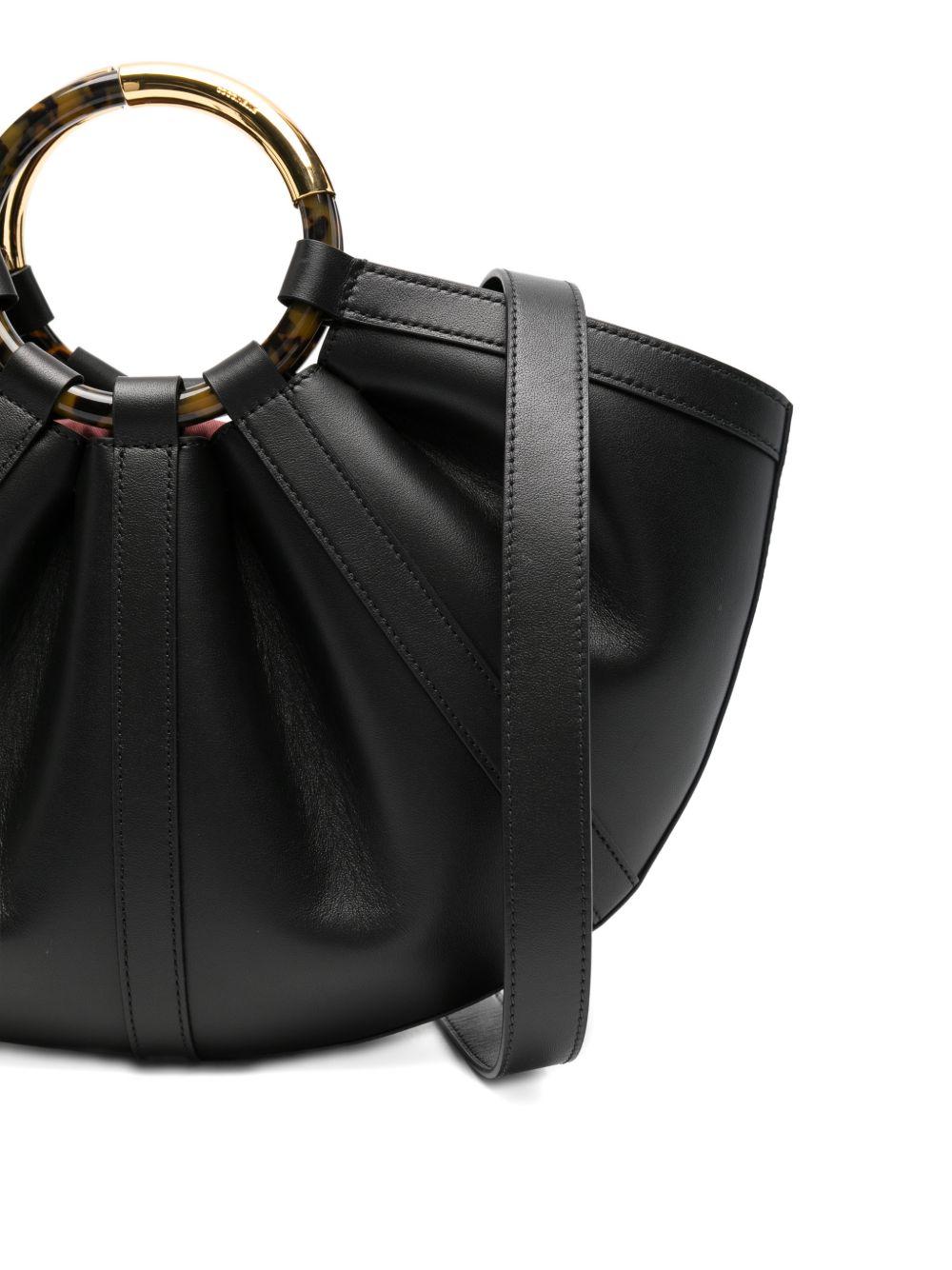 COCCINELLE Borsa a mano in pelle nera con manico circolare 