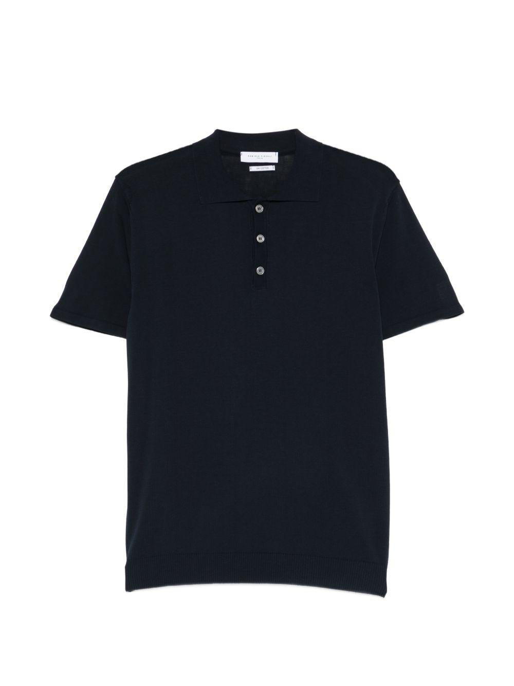 DANIELE FIESOLI Polo in cotone blu con bottoni 