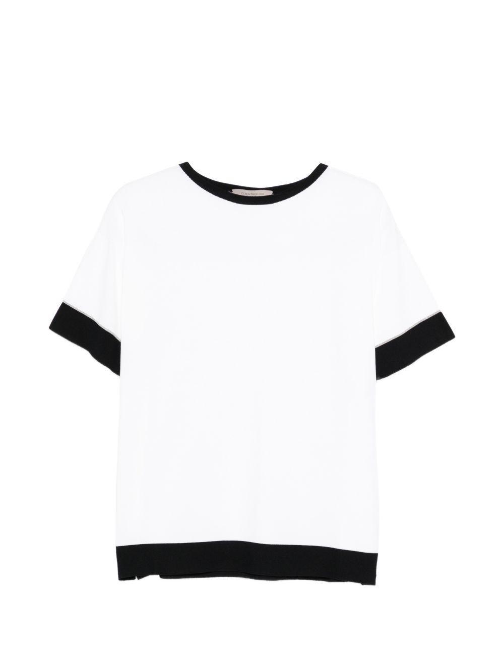 D EXTERIOR T-shirt bianca con borsi a contrasto neri 
