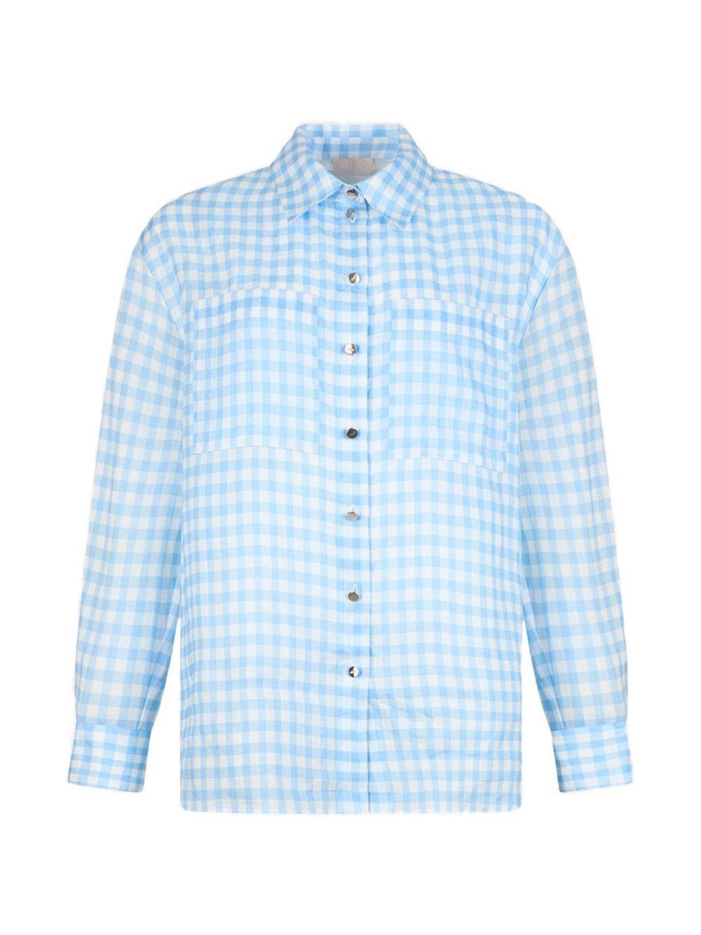 LIUJO Camicia a quadretti celeste con tasche 