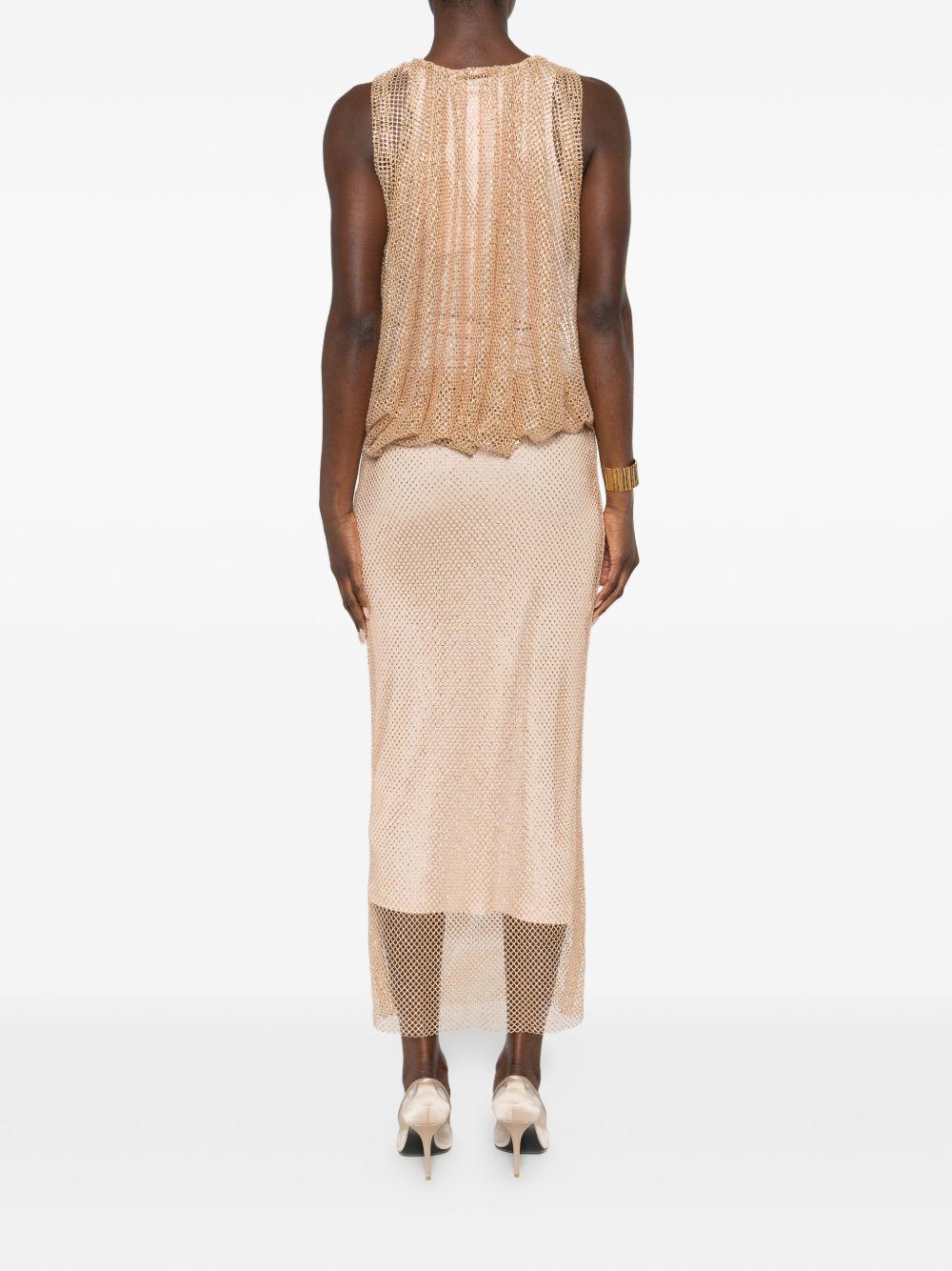 SPORTMAX Abito midi caramello con cristalli 