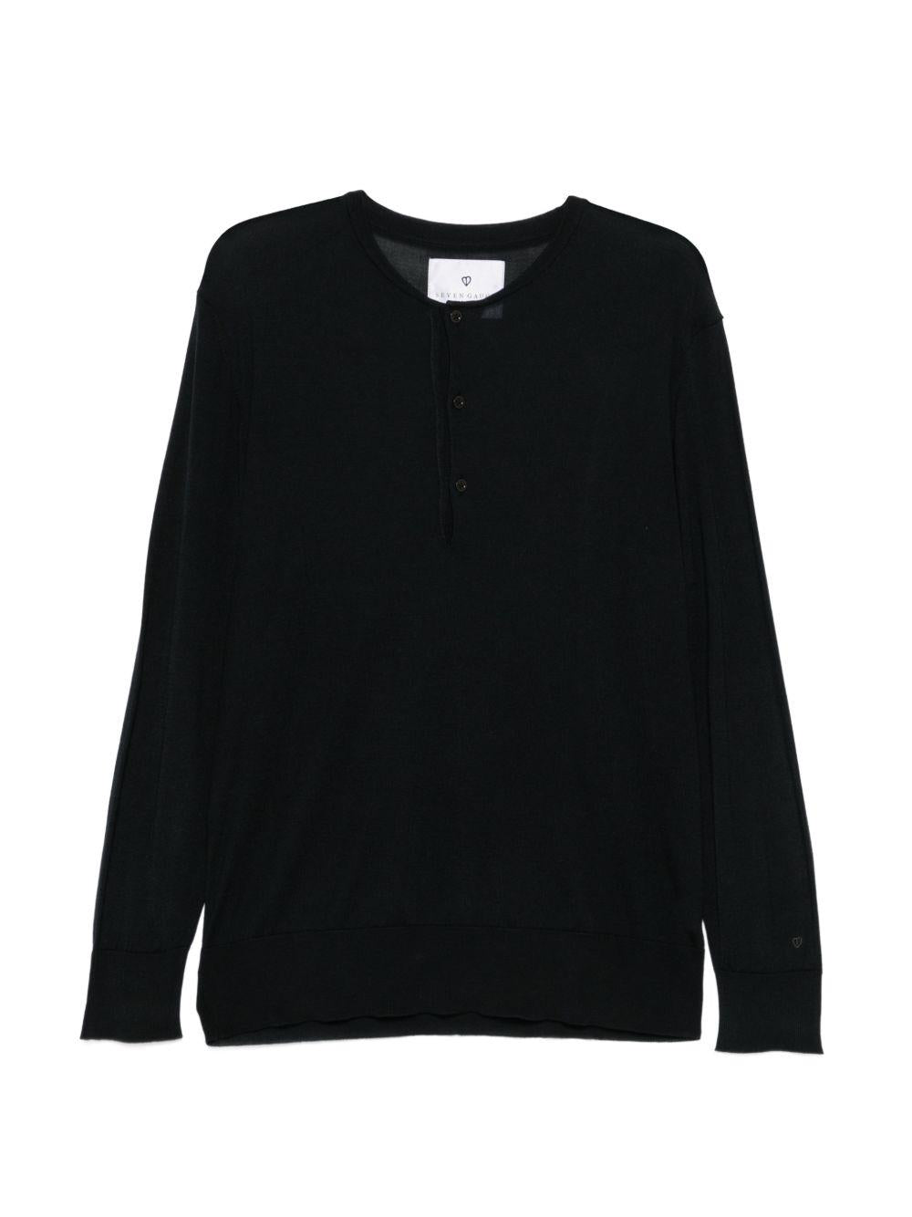 SEVEN GAUGE Cardigan nero in maglia con bottoni 