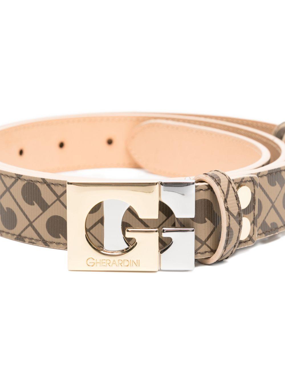 GHERARDINI Cintura con fibbia logo Millerighe Vacchetta marrone 