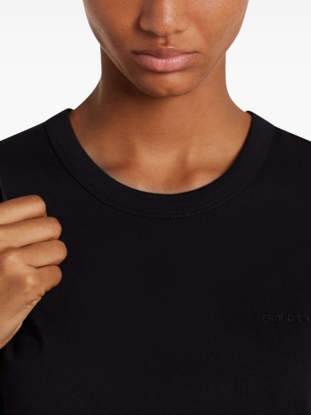 COURREGES T-shirt nera con logo sul petto 