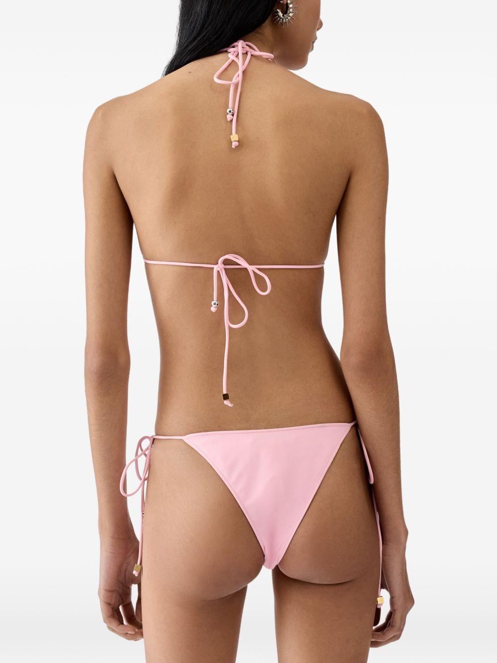 JACQUEMUS Slip bikini Triangle rosa con perline 