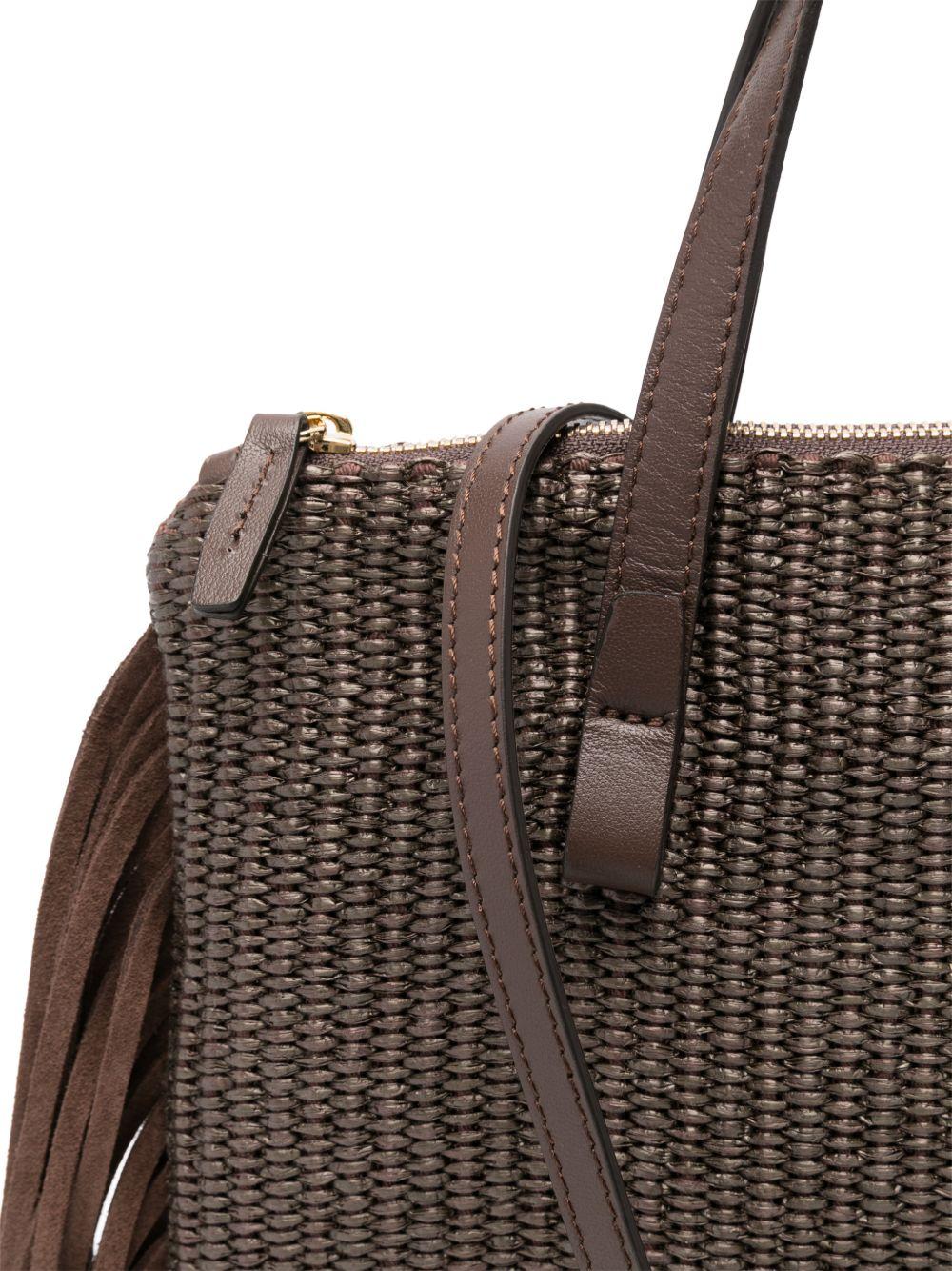 LORISTELLA Borsa a mano Ruby cioccolato con frange 