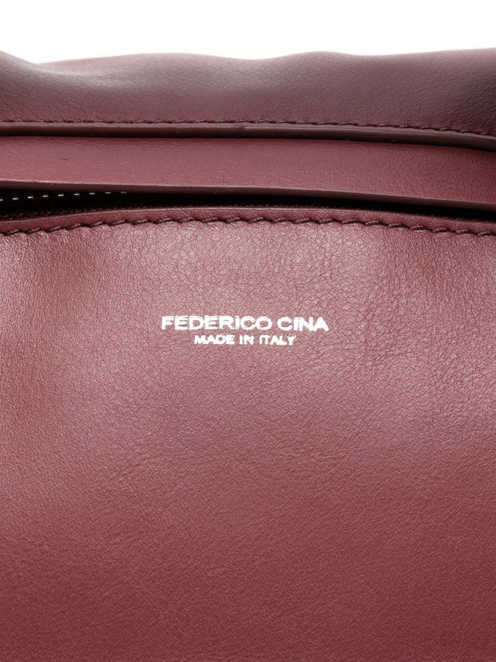 FEDERICO CINA Borsa 'Tortellino' in pelle burgundy 