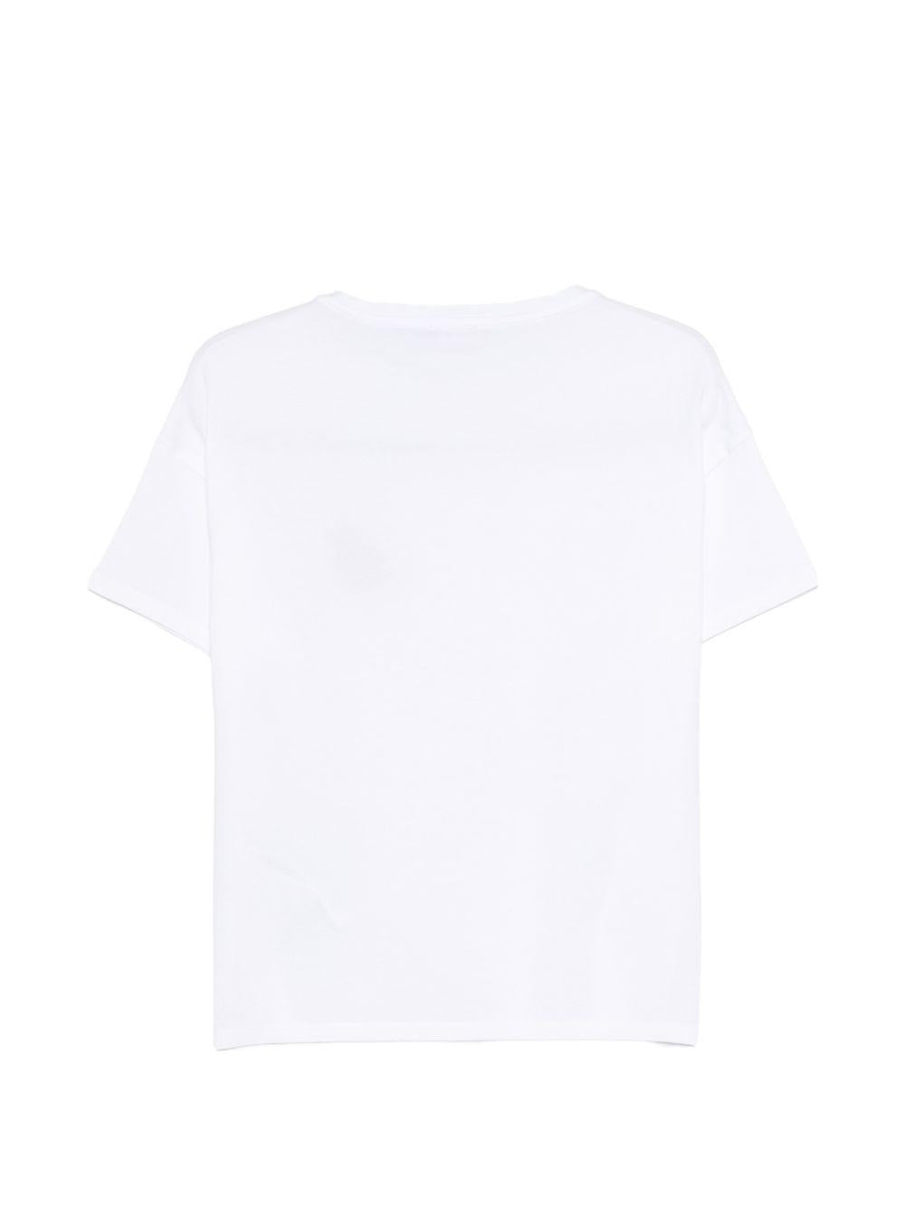 LIUJO T-shirt in cotone bianco con ricamo sul petto 