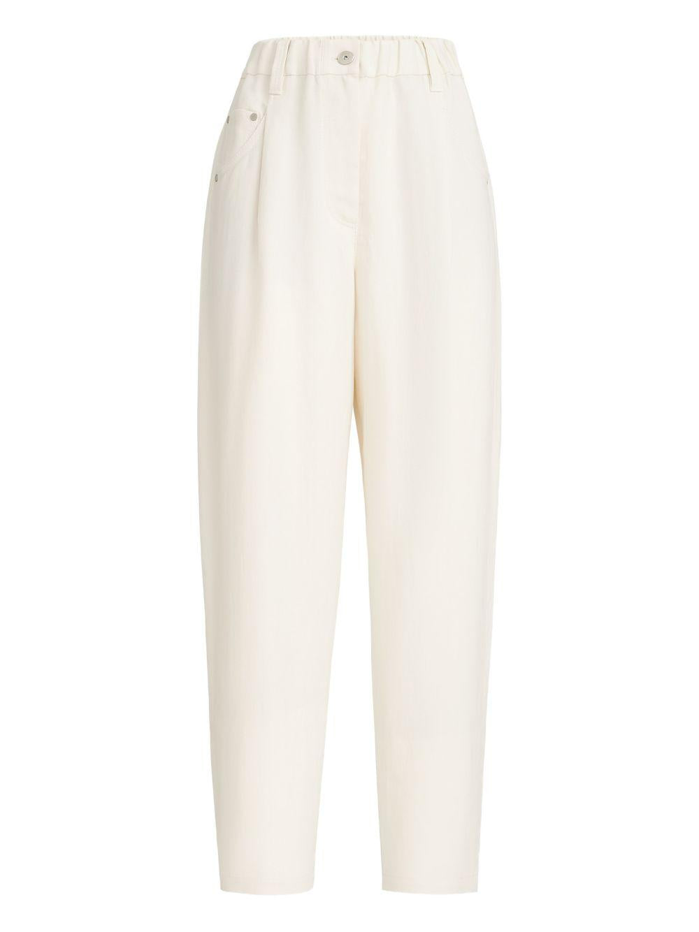 BRUNELLO CUCINELLI Pantaloni carrot in misto lino 