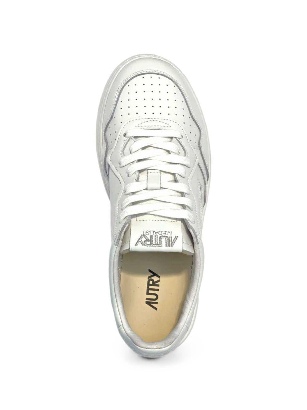 AUTRY Sneakers Medalist con lettering in pelle bianca 