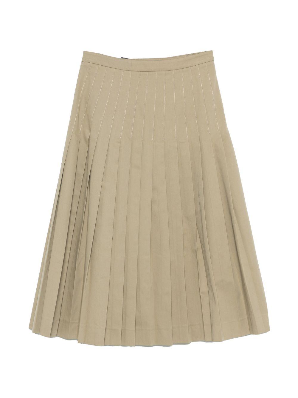 SEMICOUTURE Gonna midi Pabla in cotone verde con cinture 