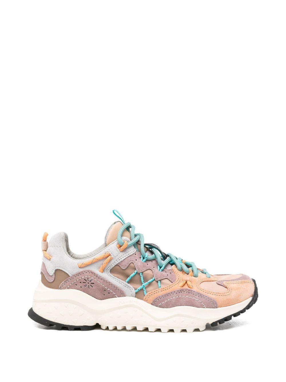 FLOWER MOUNTAIN Sneakers grigie multicolore con dettagli arancioni, marroni e celesti 