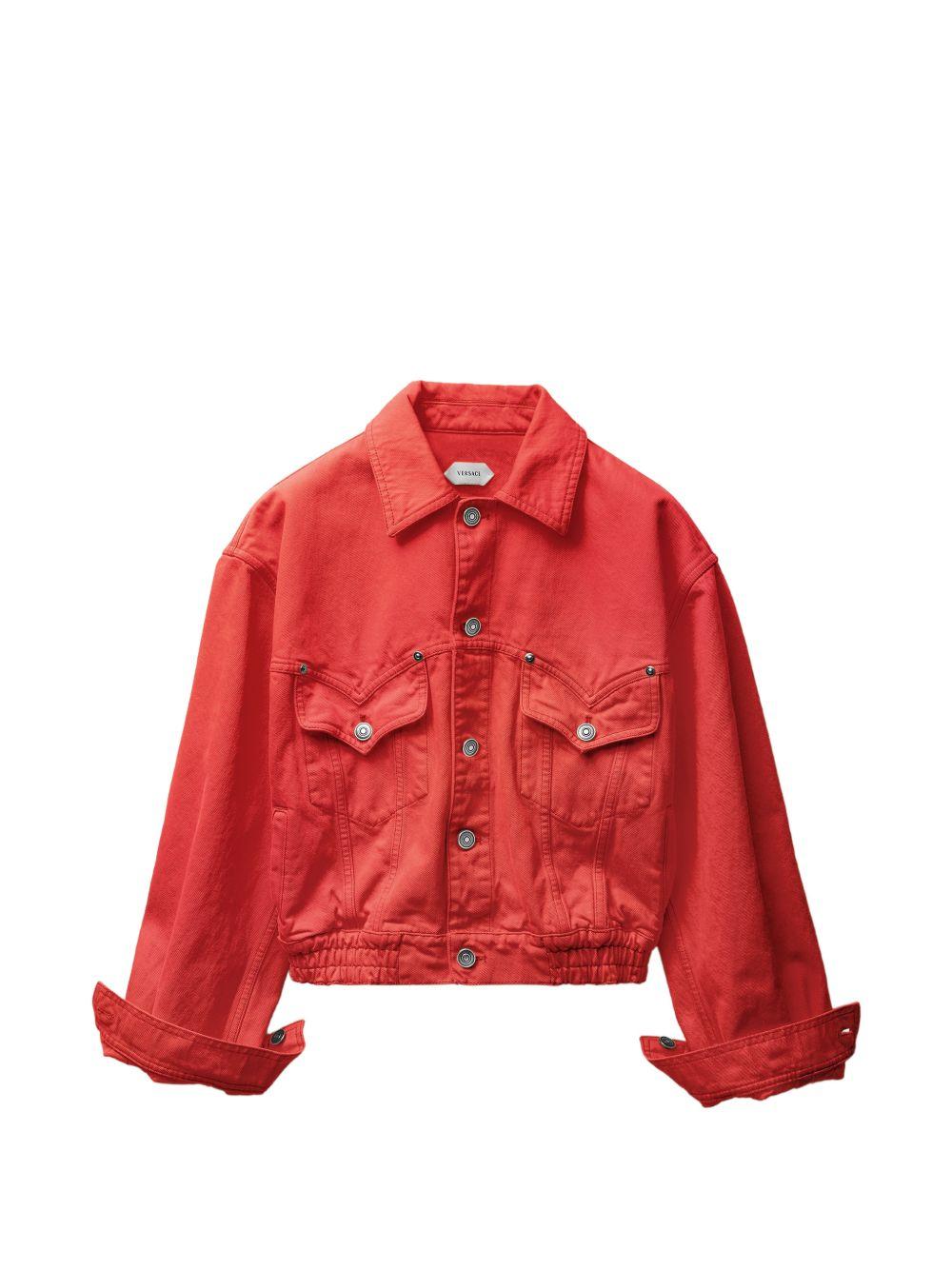 VERSACE Giacca in denim di cotone rosso 