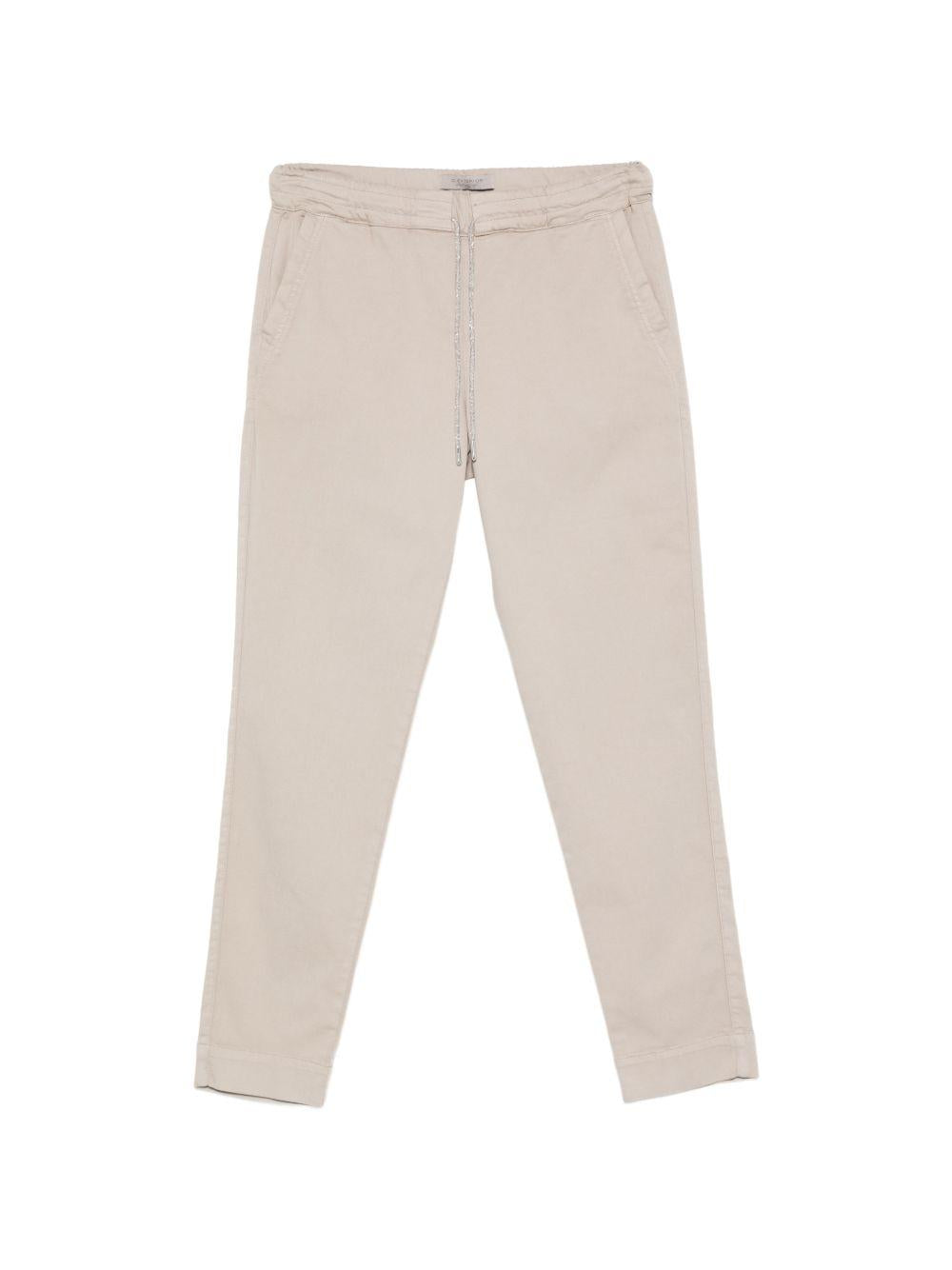 D EXTERIOR Pantaloni sportivi in cotone elasticizzato beige con coulisse 