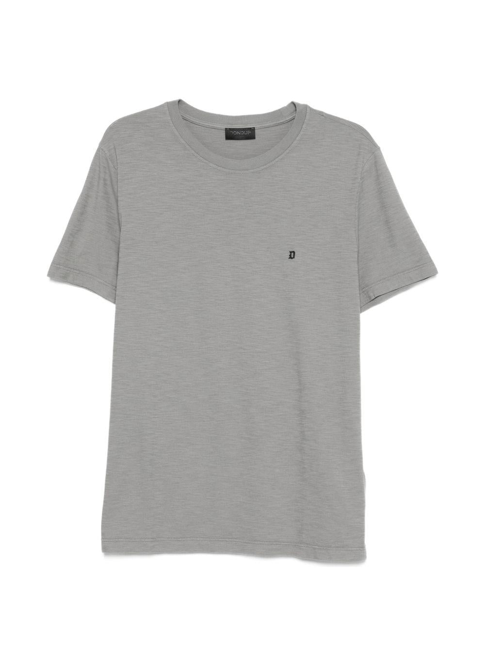 DONDUP T-shirt in cotone grigio con logo 