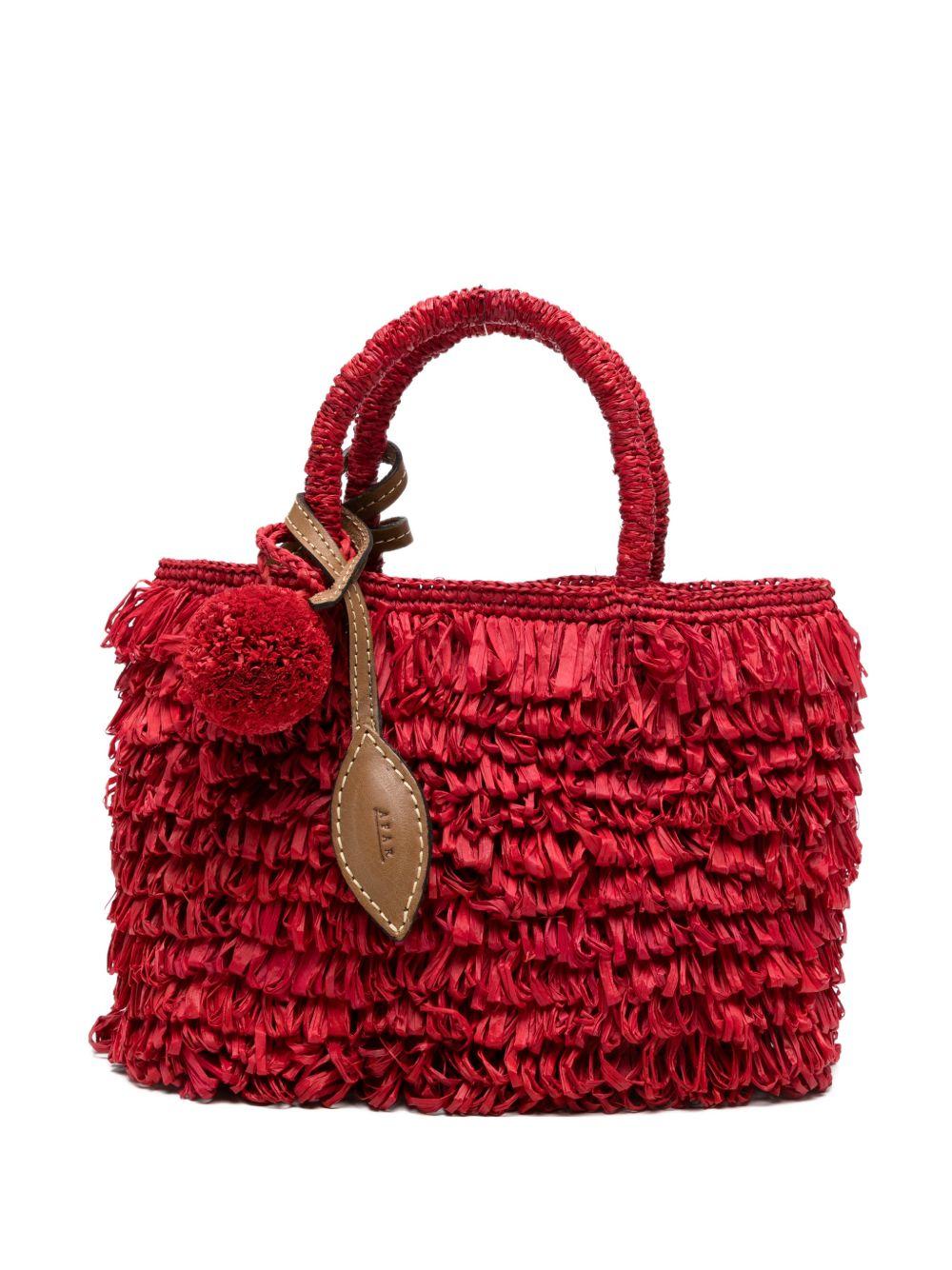 AFAR Borsa a mano Keisha in rafia rossa 