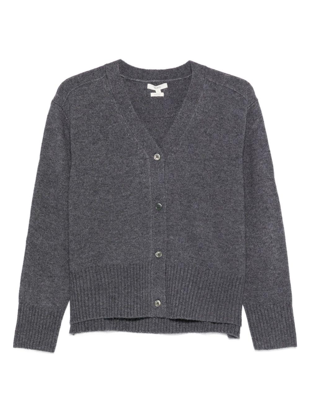 YERSE Cardigan Daff in misto lana grigio 