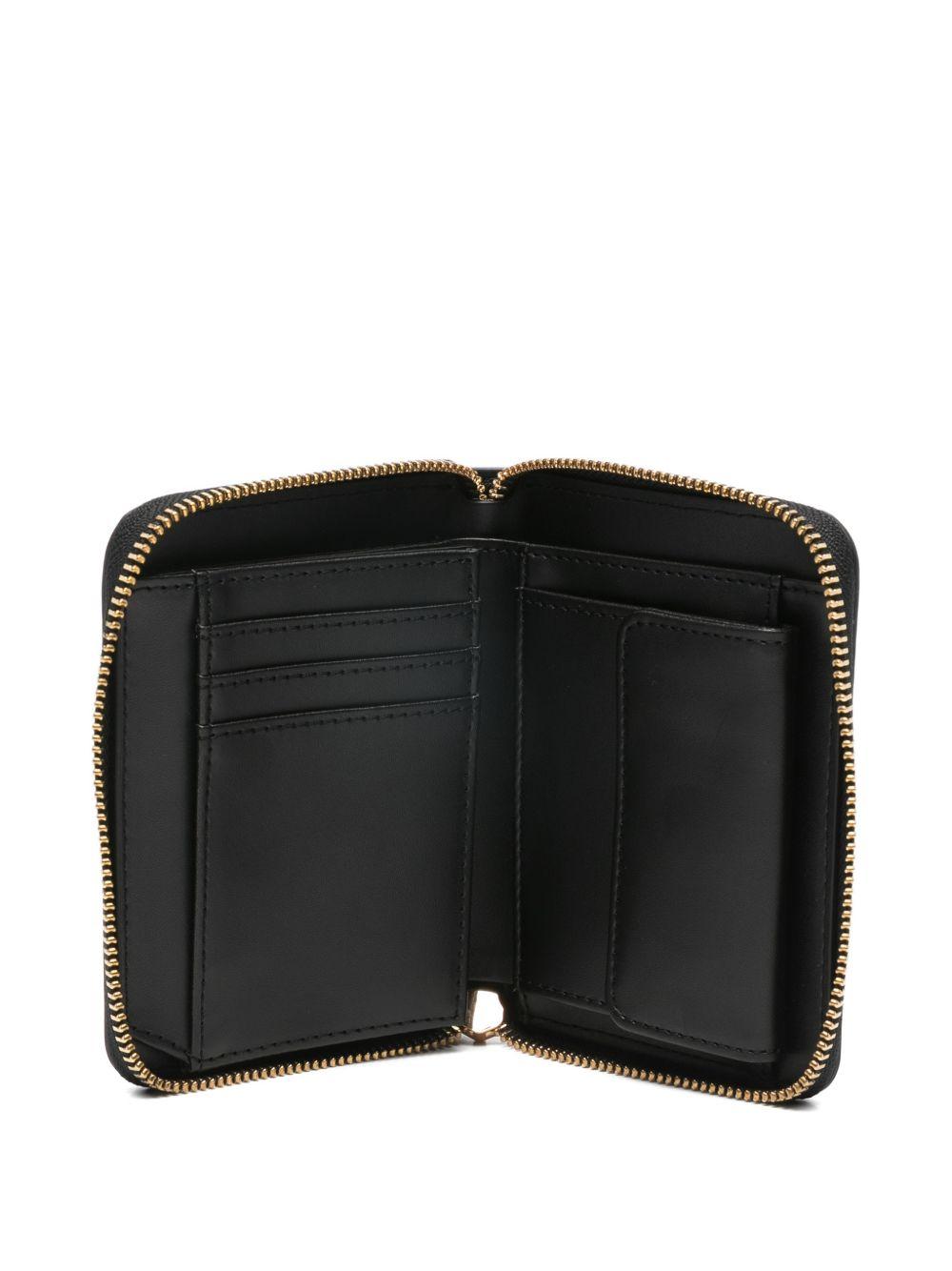 LOVE MOSCHINO Portafoglio nero con placca logo dorata e chiusura a zip 