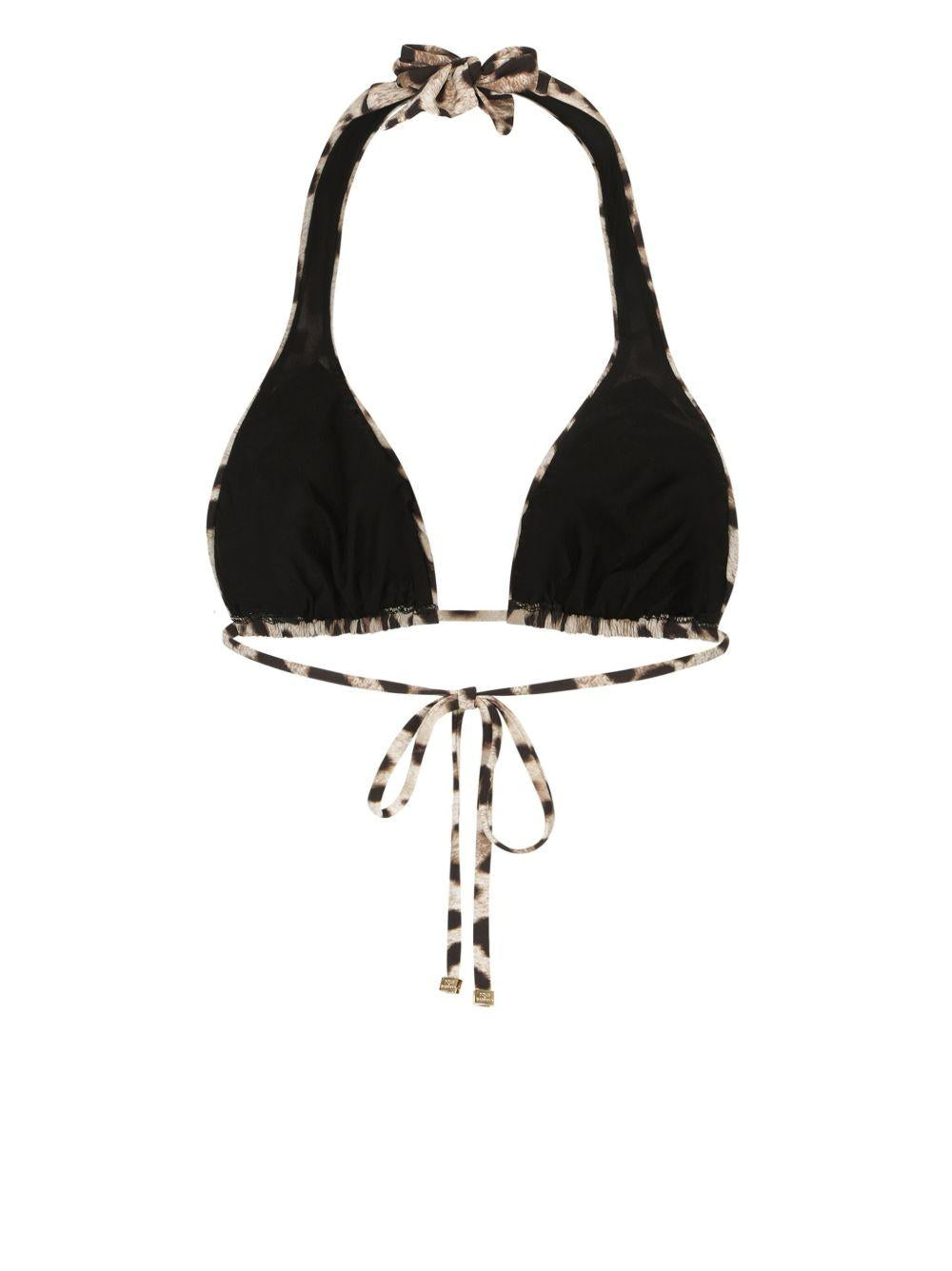 DOLCE e GABBANA Top bikini a triangolo con stampa leopardata 