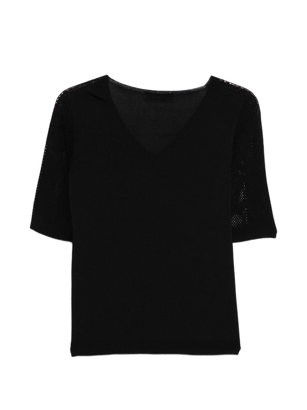 D EXTERIOR Maglia nera con scollo a V 