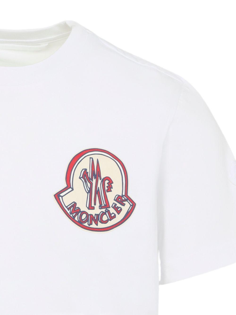 MONCLER T-shirt bianca in cotone con logo 