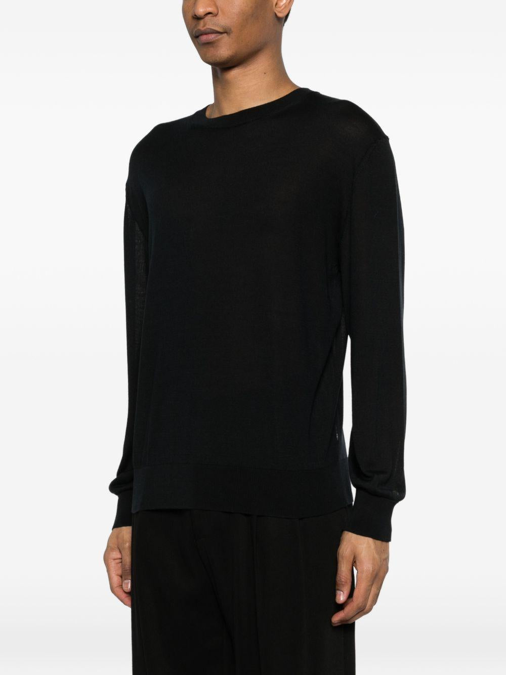 SEVEN GAUGE Maglia in cotone nero girocollo 