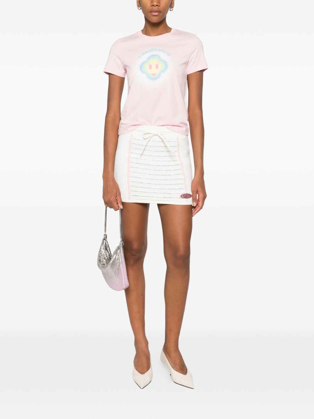CASABLANCA T-shirt in cotone rosa con stampa logo 